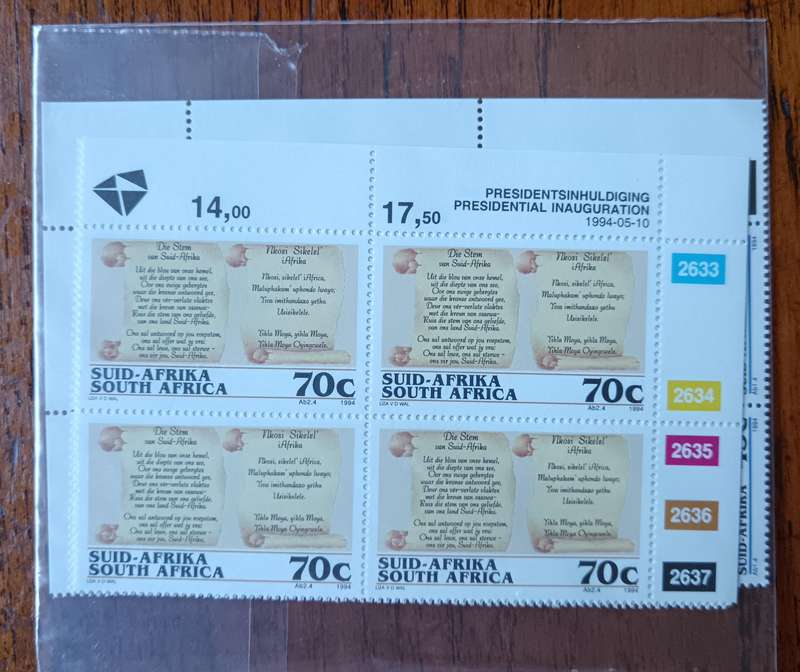Mandela 1994 R5 proof coin FDC 6.3c, plus FDC 6.3b, plus full set of control blocks