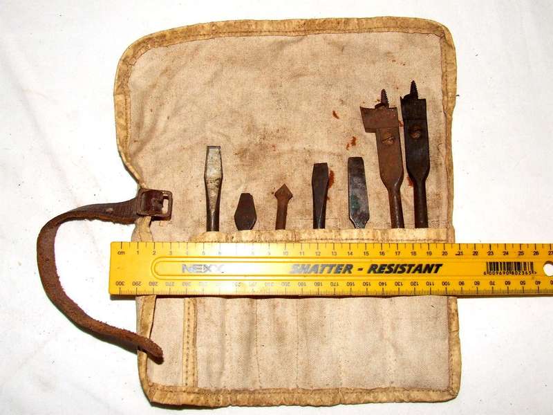 Vintage set of Drill Bits in a Canvas Pauch