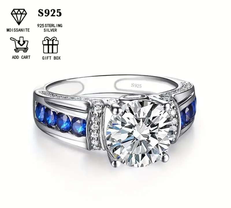 Certified 2ct Moissanite Ring Size 7