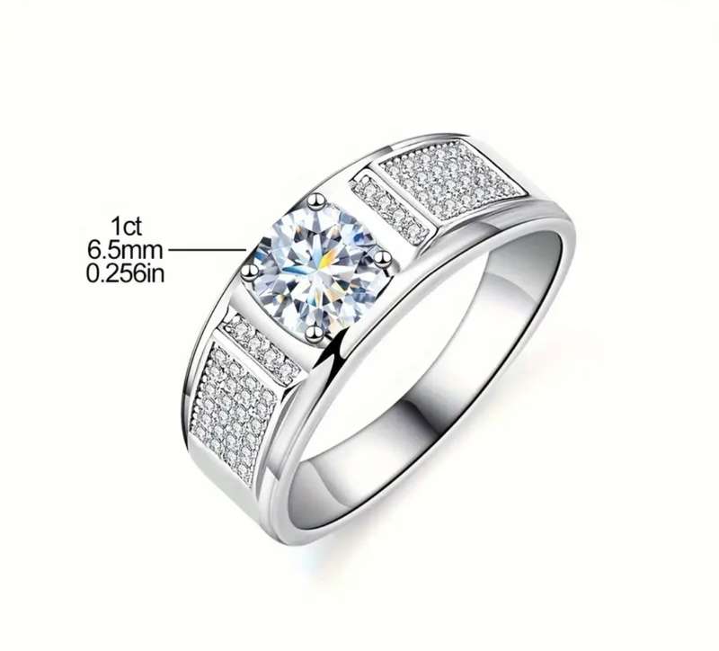 Certified 1ct Moissanite Ring Size 7