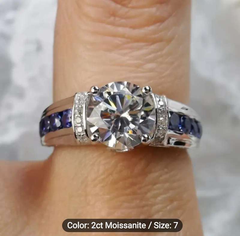 Certified 2ct Moissanite Ring Size 7