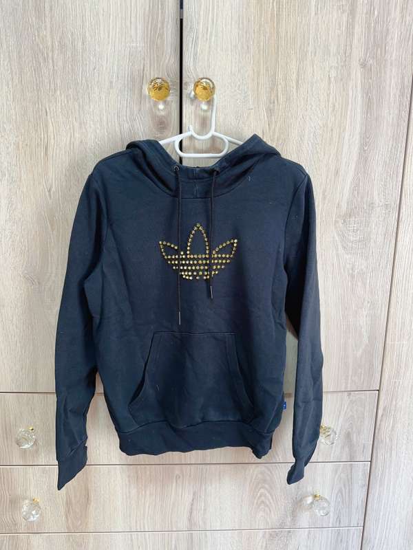 ORIGINS ADIDAS BLACK HOODIES WITH GOLDEN RIVET DESIGN FOR WOMEN SIZE XS