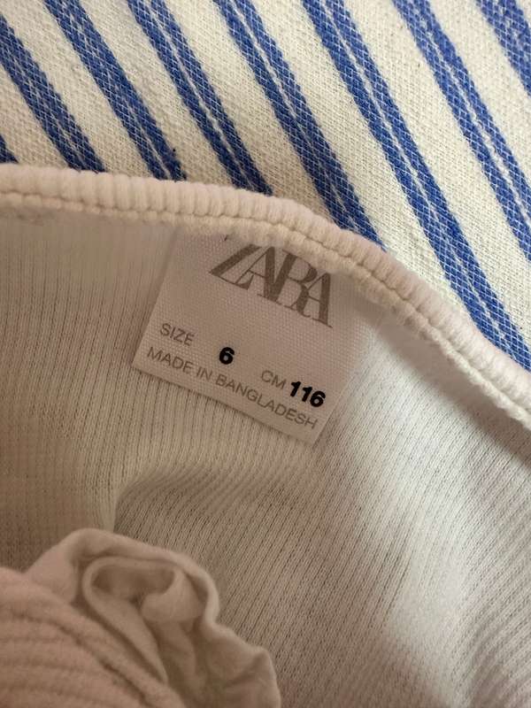 ZARA WHITE SHORT SLEEVE SHIRT AND BLUE OCEAN STYLE PANT FOR GIRLS SIZE 6