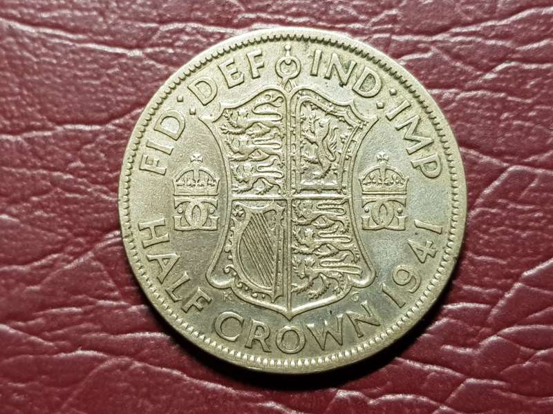 1941 British Silver Half Crown