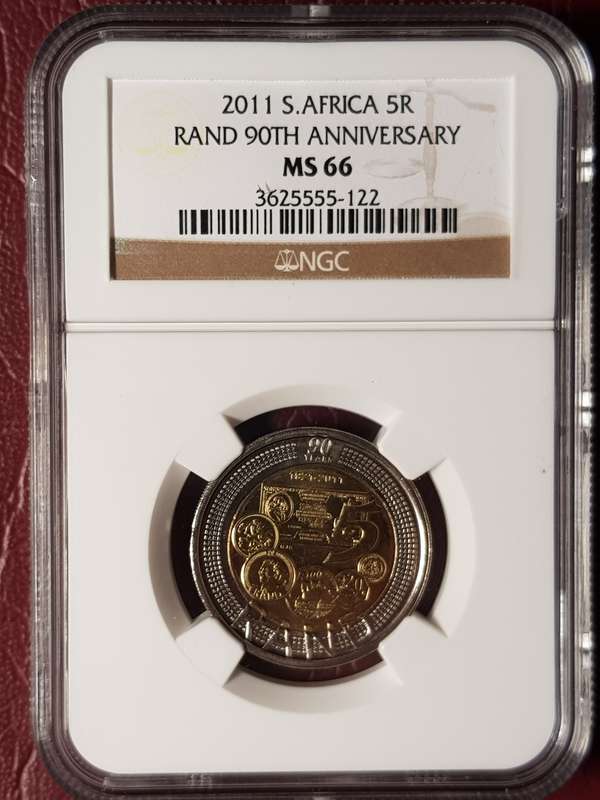 MS 66 NGC Graded 2011 RSA R5 - Rand 90th Anniversary