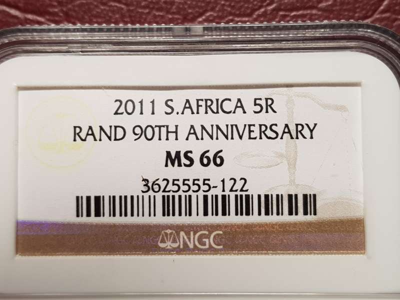 MS 66 NGC Graded 2011 RSA R5 - Rand 90th Anniversary