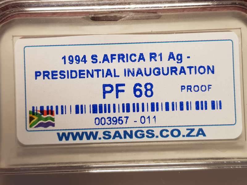 PF 68 SANGS Graded 1994 RSA Silver R1 - Presidential Inauguration
