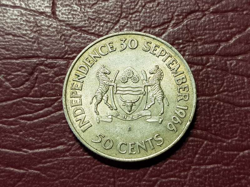 1966 Botswana Silver 50 Cent - Independence