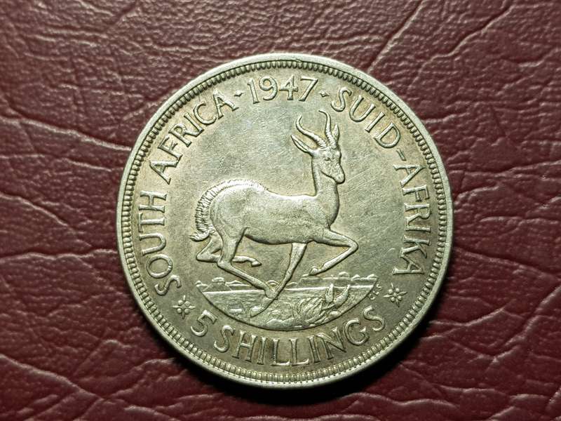 1947 SA Union Silver 5 Shillings