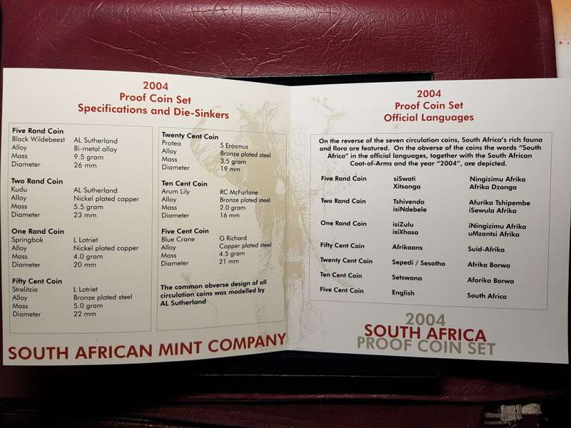 2004 RSA Proof Coin Set Capsuled In Original SAM Box