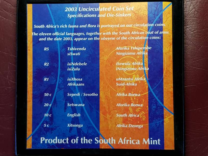 2003 RSA Proof Coin Set Capsuled In Original SAM Box