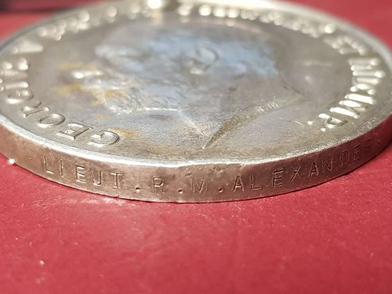 WWI Sterling Silver Medal Awarded To Lieutenant R.M. Alexander