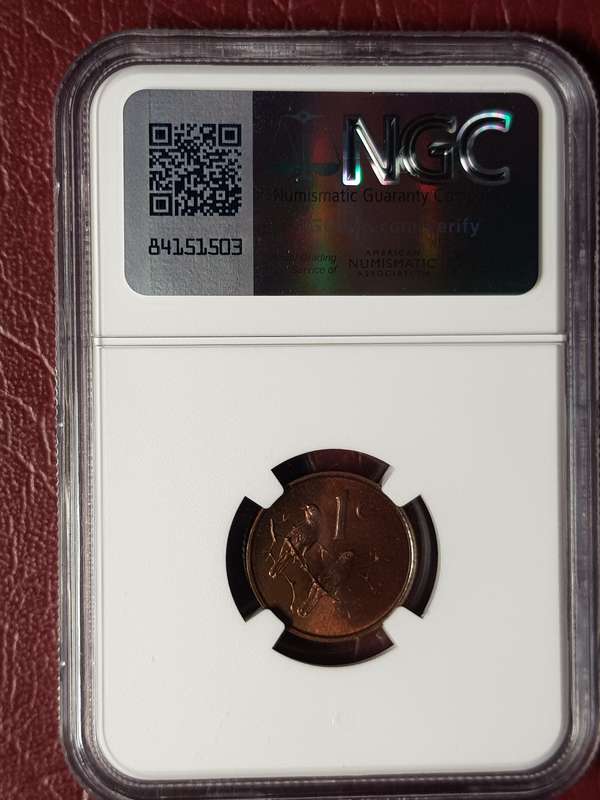1965 RSA 1 Cent English - NGC Graded MS 64 RB