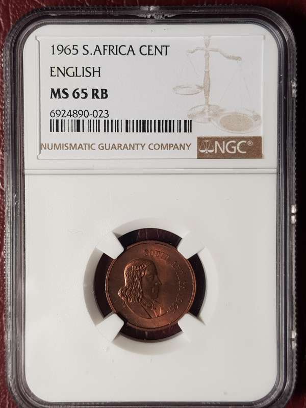 1965 RSA 1 Cent English - NGC Graded MS 65 RB