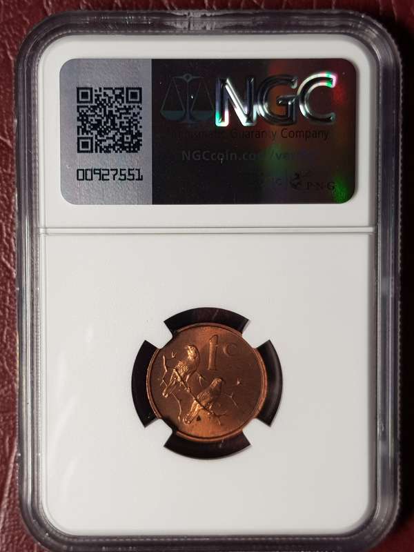 1965 RSA 1 Cent English - NGC Graded MS 65 RB