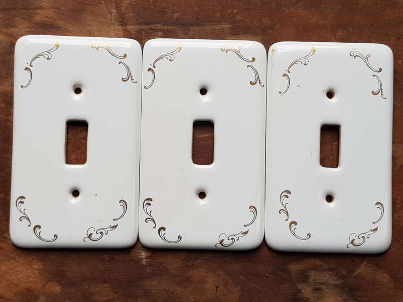 3 x Ceramic Electric Light Switch Face Plates