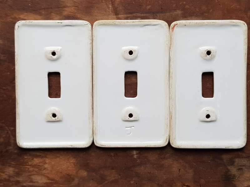 3 x Ceramic Electric Light Switch Face Plates