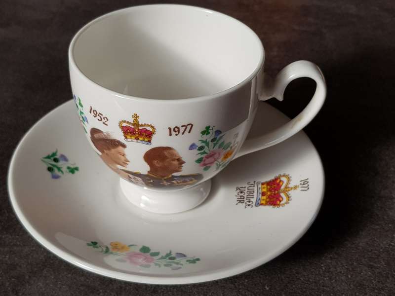 Queen Elizabeth Silver Jubilee Porcelain Cup And Saucer In Perfect Condition