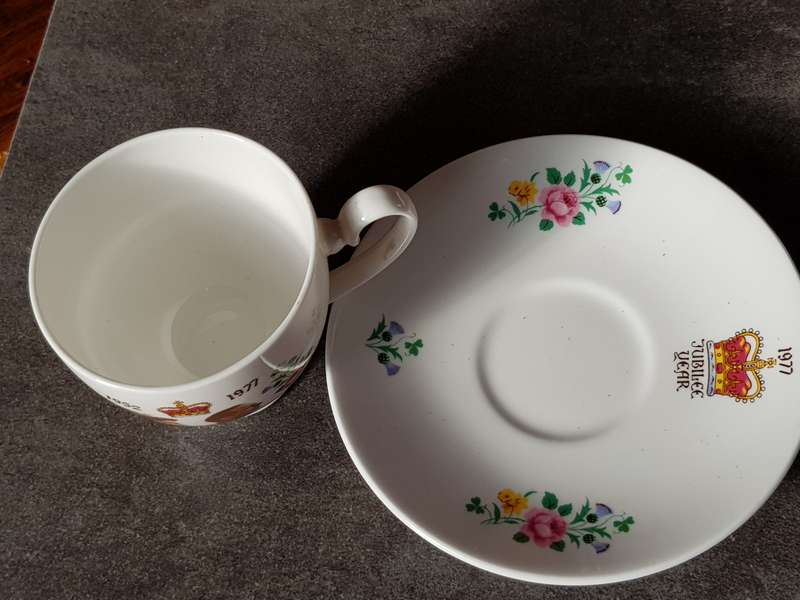 Queen Elizabeth Silver Jubilee Porcelain Cup And Saucer In Perfect Condition