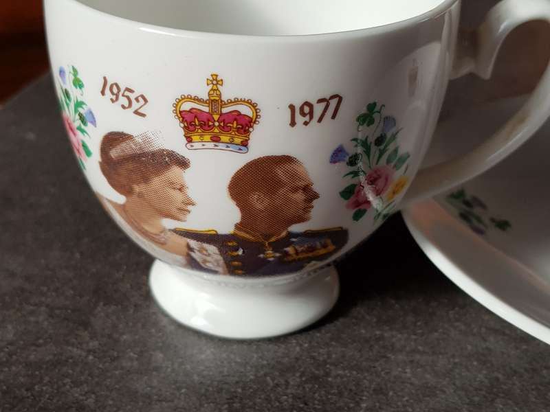 Queen Elizabeth Silver Jubilee Porcelain Cup And Saucer In Perfect Condition