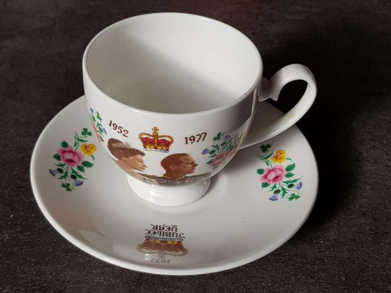 Queen Elizabeth Silver Jubilee Porcelain Cup And Saucer In Perfect Condition