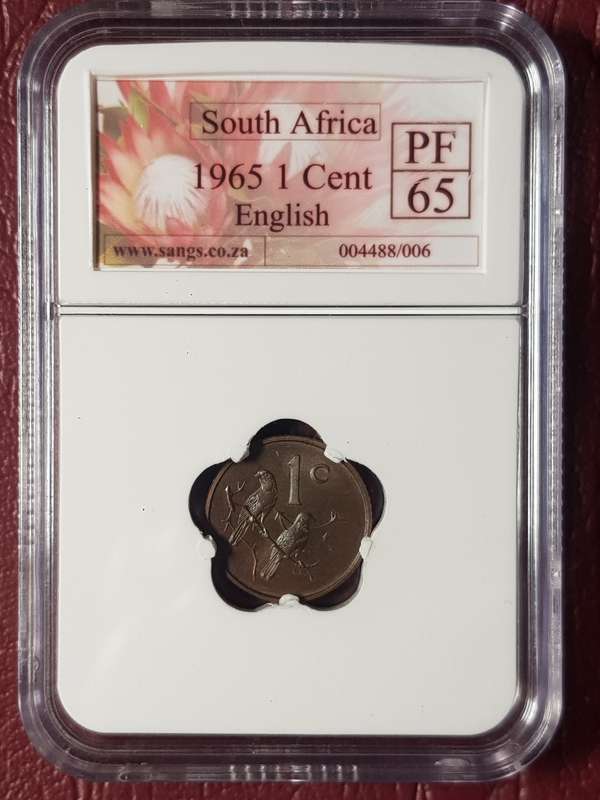 1965 RSA 1 Cent English SANGS Graded PF 65
