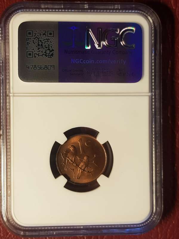 1968 RSA Cent President Swart English - NGC Graded MS 62 BN