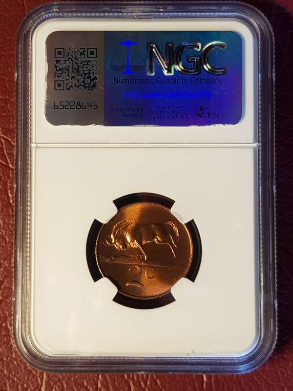 1965 RSA 2 Cent Afrikaans - NGC Graded MS 65 RB
