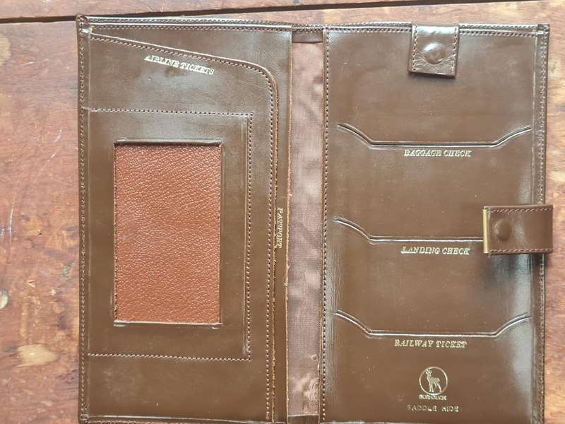 BUSHBUCK LEATHER CARD AND DOCUMENT HOLDER AS GOOD AS NEW.