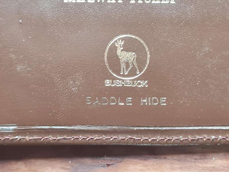 BUSHBUCK LEATHER CARD AND DOCUMENT HOLDER AS GOOD AS NEW.