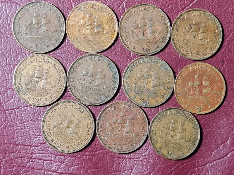 11 x SA Union Half Pennies