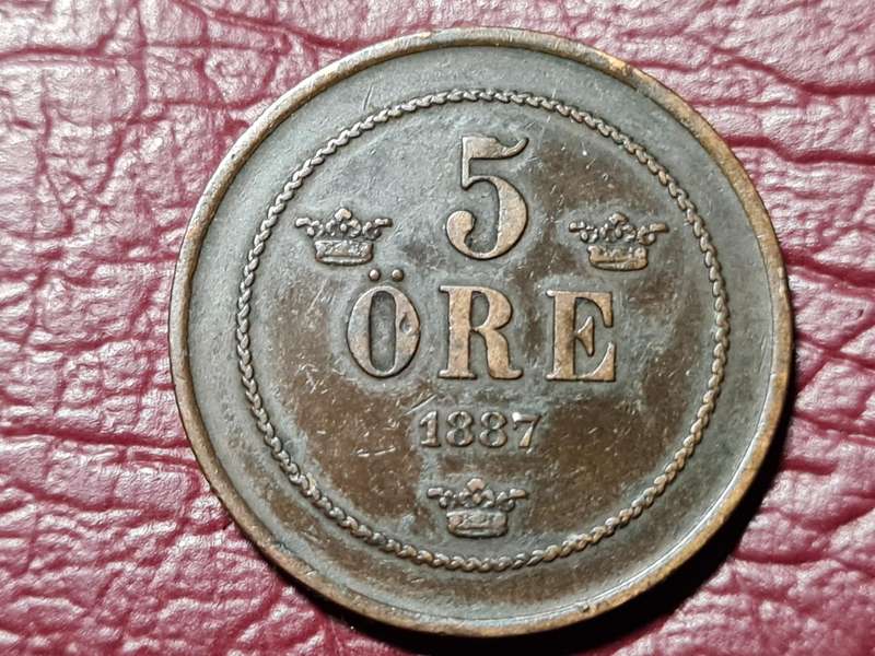 1887 Sweden 5 Öre - Oscar II
