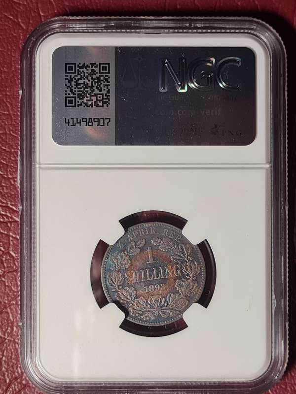 1893 ZAR Sterling Silver 1 Shilling - NGC Graded VF Details