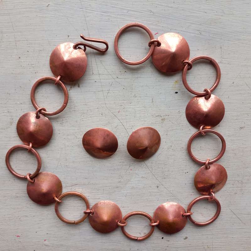 Vinatge Copper Jewelry set. Unable to read mark