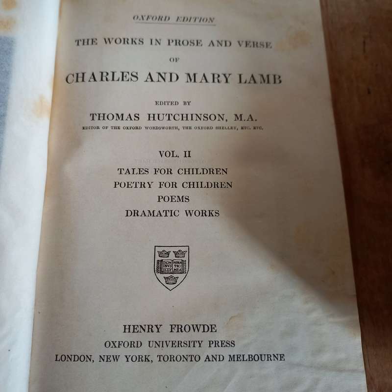 The combined works of Charles and Mary Lamb Volume 1 and 2. Vintage