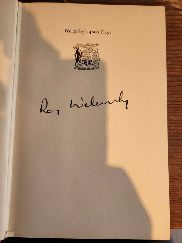 Welenskys 4000 Days by Sir Roy Welensky. Signed Edition.