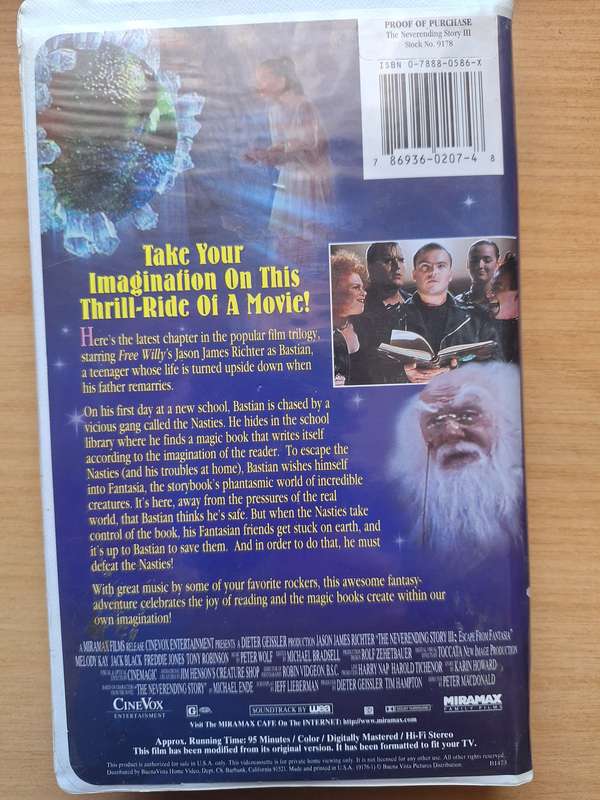 The neverending Story III escape from Fantasia VHS Vintage tape