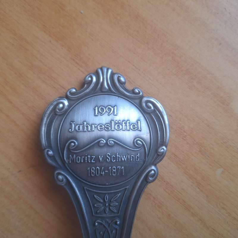Commemorative Zinn spoon issued in 1991 - Jahresloffel Moritz v Schwind 1804 to 1871