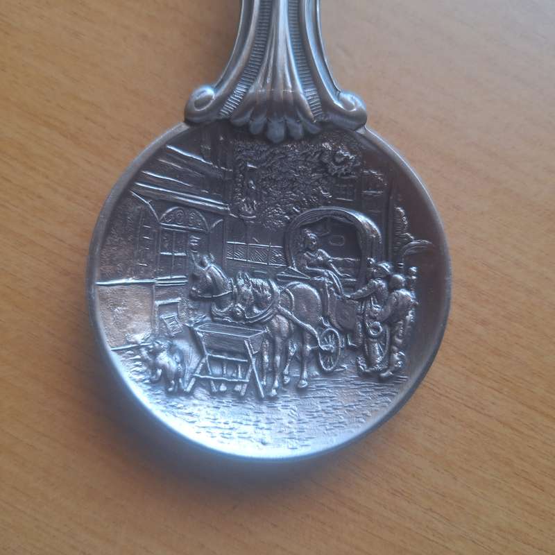 Commemorative Zinn spoon issued in 1991 - Jahresloffel Moritz v Schwind 1804 to 1871