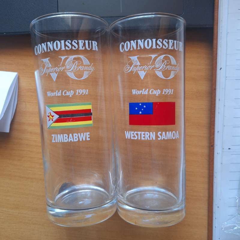 Rugby World cup 1991 brandy glasses - Zimbabwe and Western Samoa
