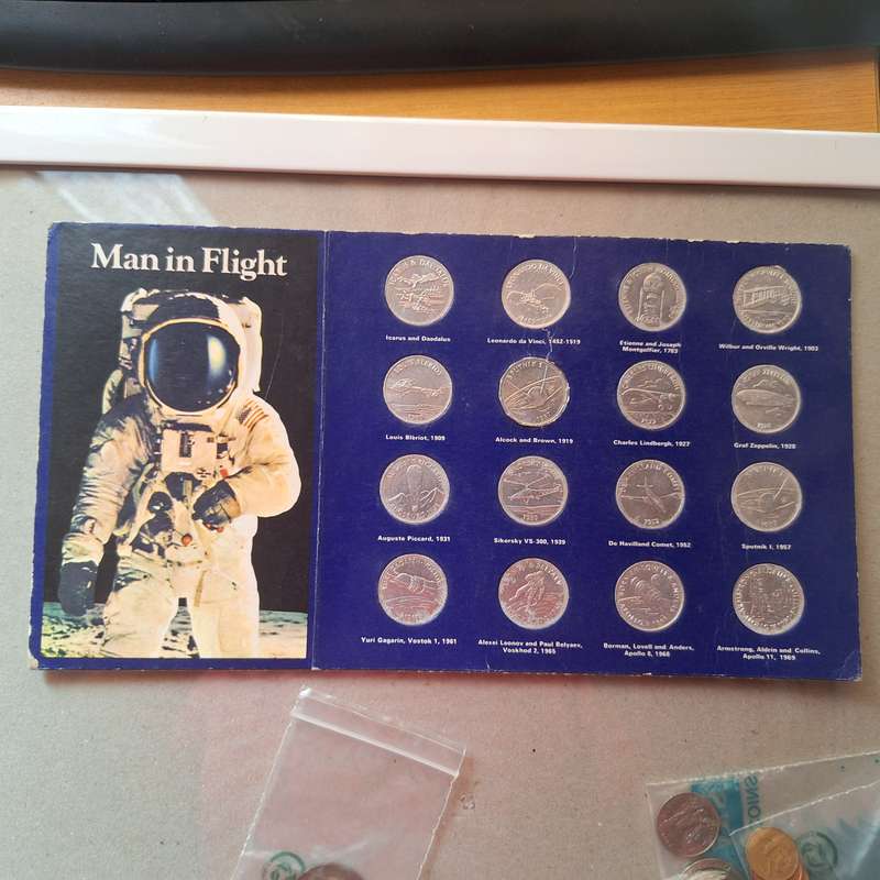 Complete set of man in flight Shell tokens 1972