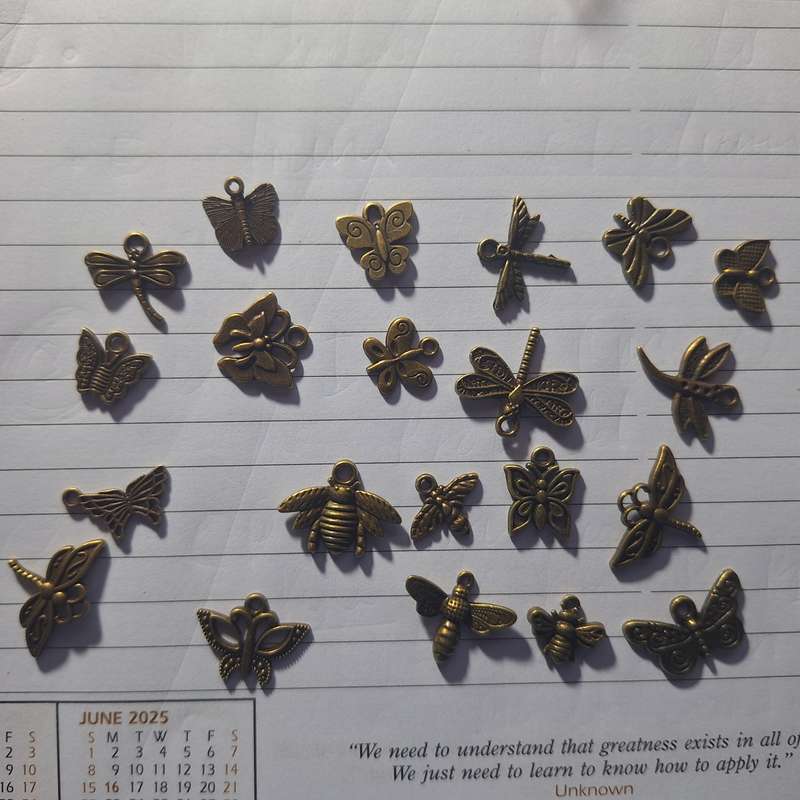 20 x Elegant antique flying insects/butterfly bronze charms