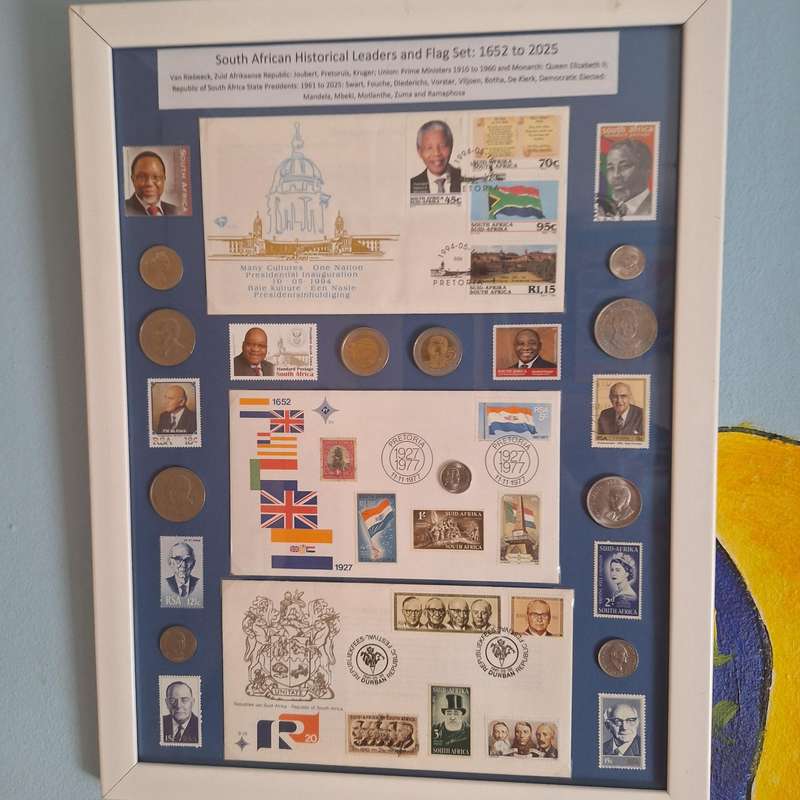 South African flag and leader historical set
