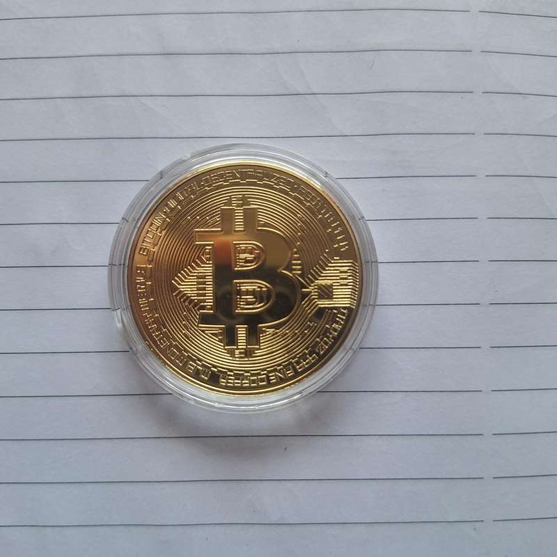 Golden tone Replica Bitcoin in protective case