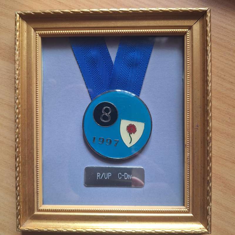 Northern Gauteng 8 ball runner up medal 1997