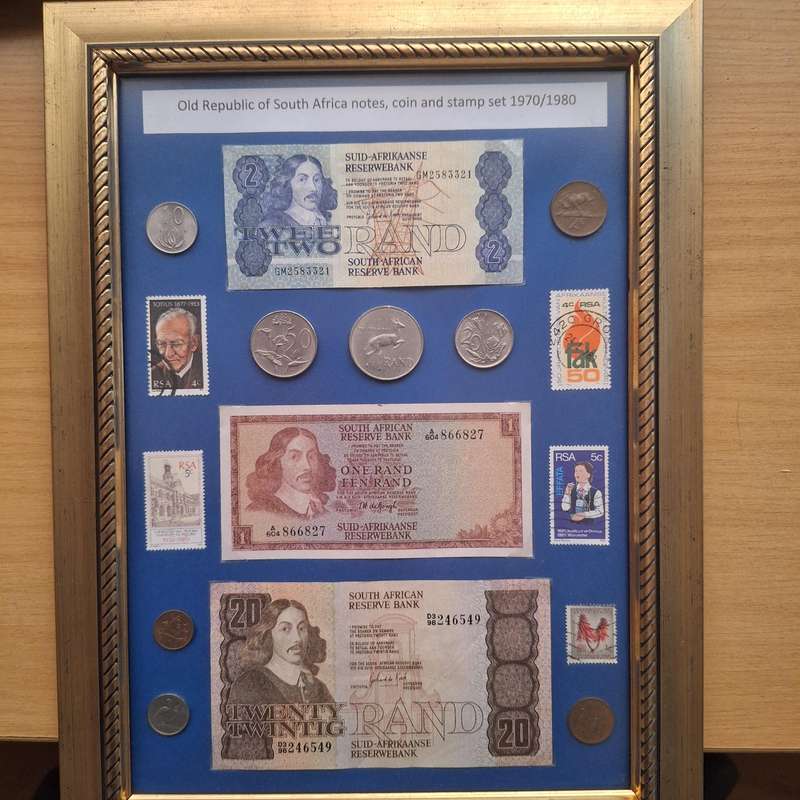 Old South African coin and note set