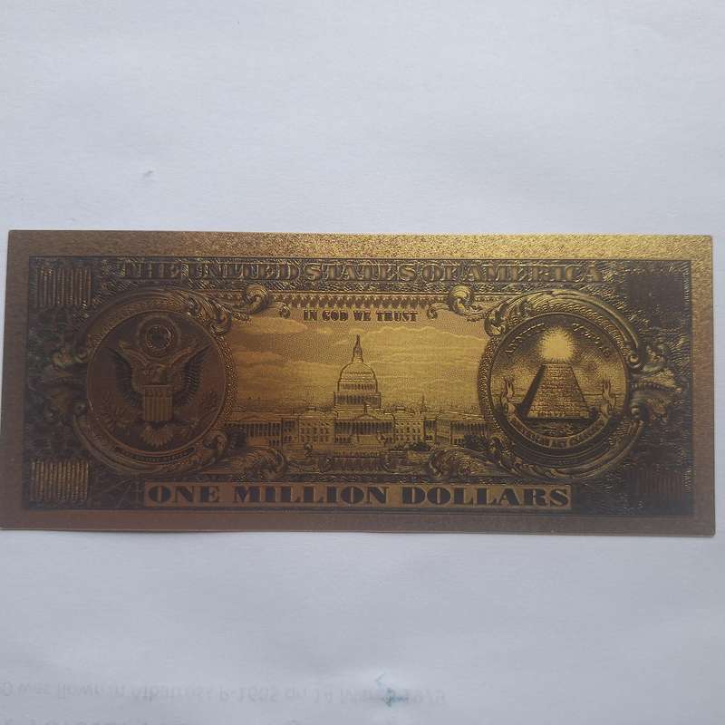 Novely million dollar gold colored commemorative note