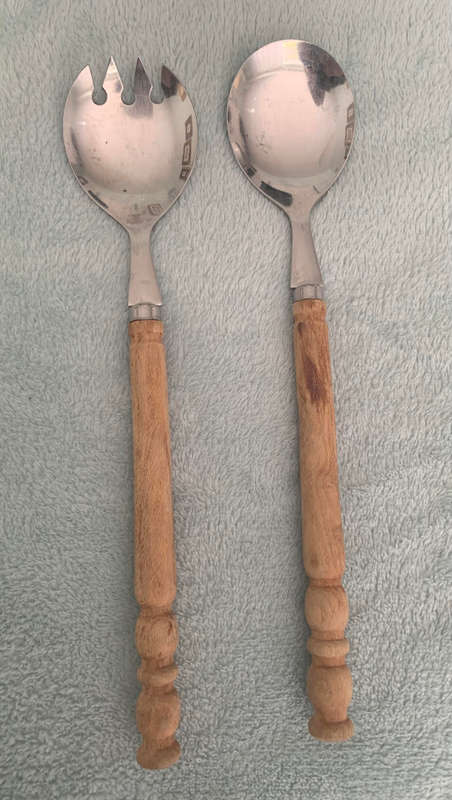 Wooden Handled Vintage Salad Servers