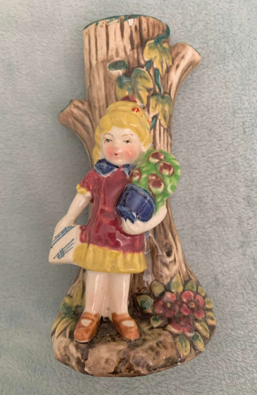 Vintage tall vase with little girl