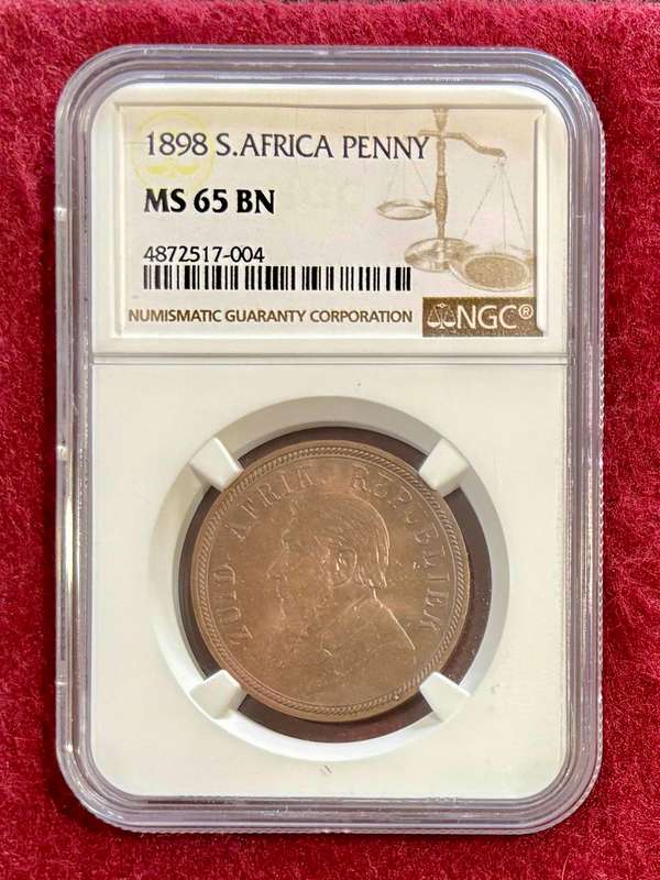Stunning Graded Uncirculated ZAR 1898 Penny: NGC MS65BN